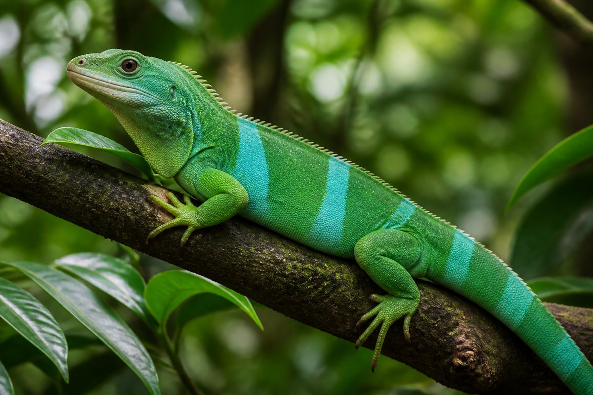 Central Fijian banded iguana illustration